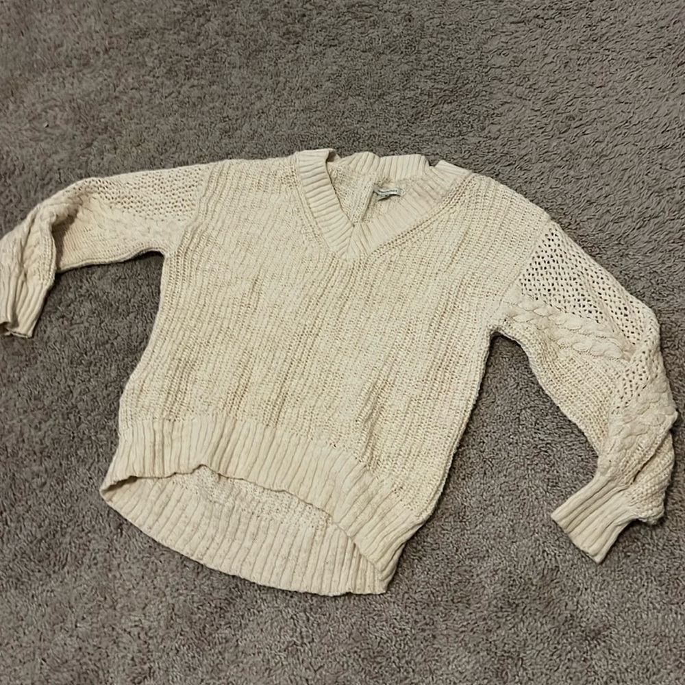 American Eagle Outfitters Cream Cable Knit Sweater